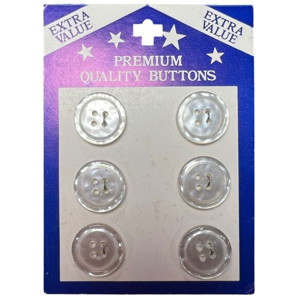 Vintage Clear Pearlescent Buttons 70s Premium Quality Set 6 Piece - Picture 1 of 7